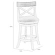 Pemberly Row Curved X Back Swivel Counter Stool w/ Padded Seat in Antique White