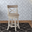 Pemberly Row Curved X Back Swivel Counter Stool w/ Padded Seat in Antique White
