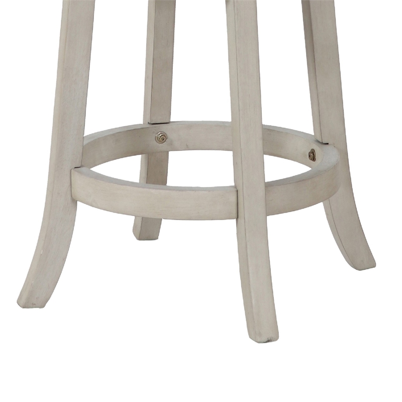 Pemberly Row Curved X Back Swivel Counter Stool w/ Padded Seat in Antique White