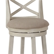 Pemberly Row Curved X Back Swivel Counter Stool w/ Padded Seat in Antique White