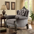 Pemberly Row Velvet Wingback Chair with Button Tufted Details in Gray