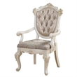 Pemberly Row Carved Arm Chair Set of 2 with Tufted Back in White & Gold