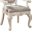 Pemberly Row Carved Arm Chair Set of 2 with Tufted Back in White & Gold
