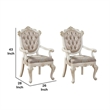 Pemberly Row Carved Arm Chair Set of 2 with Tufted Back in White & Gold