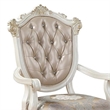 Pemberly Row Carved Arm Chair Set of 2 with Tufted Back in White & Gold