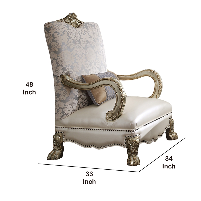 Pemberly Row Accent Chair with Leatherette Seat and Lion Claw Feet in Beige
