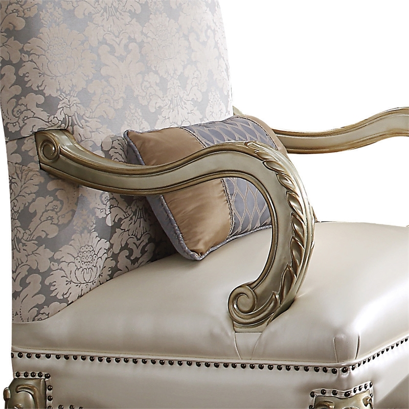Pemberly Row Accent Chair with Leatherette Seat and Lion Claw Feet in Beige