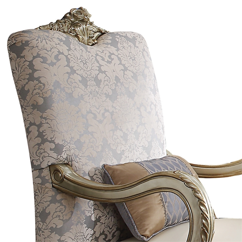 Pemberly Row Accent Chair with Leatherette Seat and Lion Claw Feet in Beige