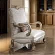 Pemberly Row Accent Chair with Leatherette Seat and Lion Claw Feet in Beige