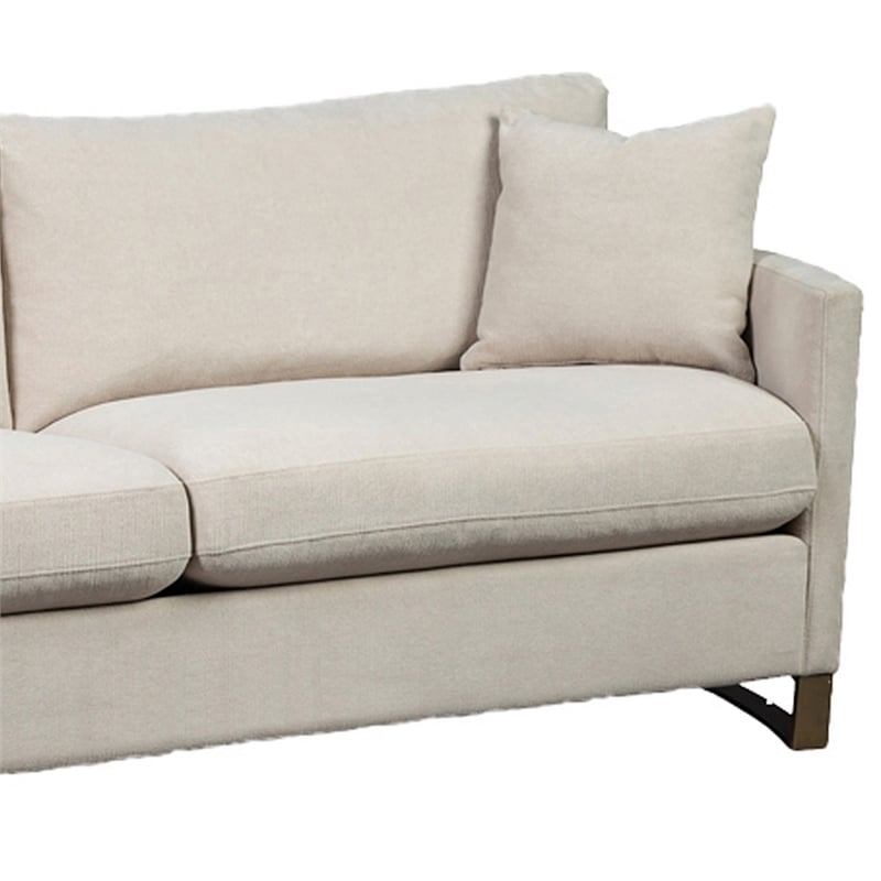 Pemberly Row Chenille Sofa with Metal Sled Base and Curved Armrests in Beige