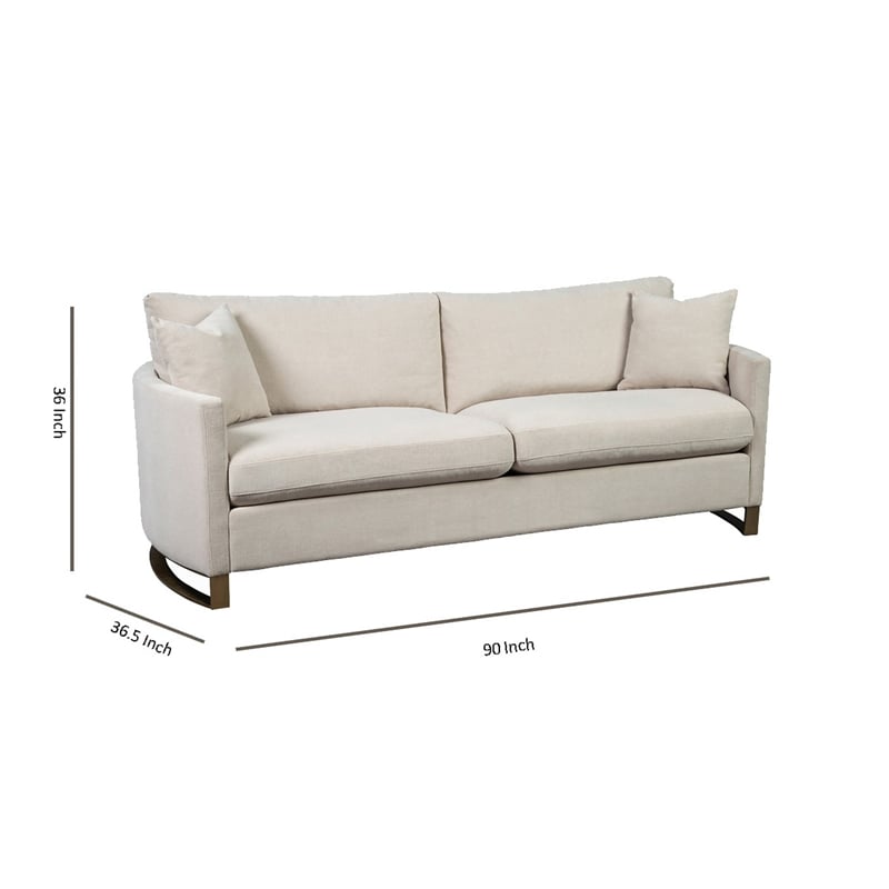 Pemberly Row Chenille Sofa with Metal Sled Base and Curved Armrests in Beige