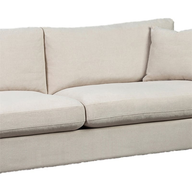Pemberly Row Chenille Sofa with Metal Sled Base and Curved Armrests in Beige
