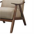 Pemberly Row Retro Accent Chair with Curved Wood Armrests in Light Brown