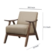 Pemberly Row Retro Accent Chair with Curved Wood Armrests in Light Brown