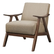 Pemberly Row Retro Accent Chair with Curved Wood Armrests in Light Brown