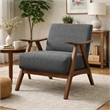 Pemberly Row Retro Accent Chair with Curved Wood Armrests in Gray