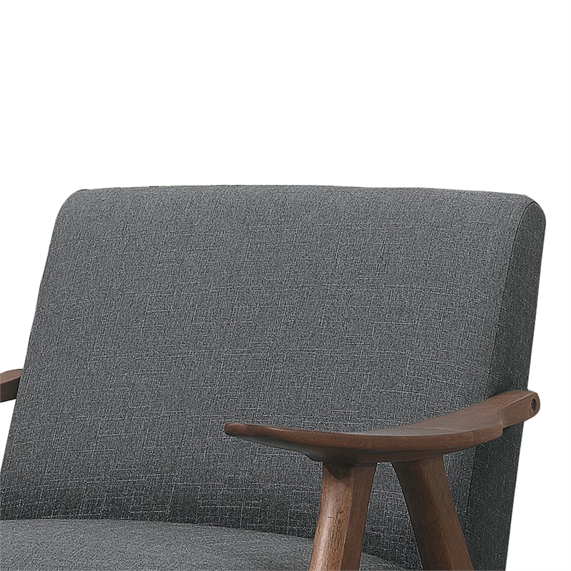Pemberly Row Retro Accent Chair with Curved Wood Armrests in Gray