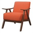 Pemberly Row Retro Accent Chair with Curved Wood Armrests in Orange