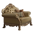 Pemberly Row Button Tufted Leatherette Chair with Carved Details in Gold