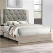 Pemberly Row Wooden California King Bed with Button Tufted Headboard in Gray