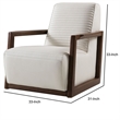 Pemberly Row Horizontally Stitched Leather Accent Chair w/ Wooden Arms in White