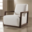 Pemberly Row Horizontally Stitched Leather Accent Chair w/ Wooden Arms in White