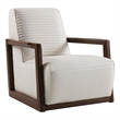 Pemberly Row Horizontally Stitched Leather Accent Chair w/ Wooden Arms in White