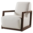 Pemberly Row Horizontally Stitched Leather Accent Chair w/ Wooden Arms in White
