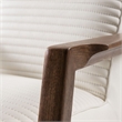 Pemberly Row Horizontally Stitched Leather Accent Chair w/ Wooden Arms in White