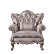 Pemberly Row Button Tufted Wingback Chair with Queen Anne Legs in Champagne Gold