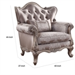 Pemberly Row Button Tufted Wingback Chair with Queen Anne Legs in Champagne Gold