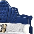 Pemberly Row Velvet Channel Tufted Queen Bed with Arched Headboard in Blue
