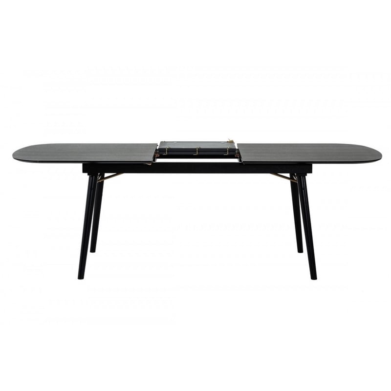 Pemberly Row Dining Table with Extension Leaf & Splayed Legs in Charcoal Gray