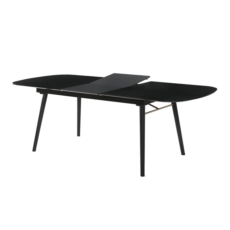 Pemberly Row Dining Table with Extension Leaf & Splayed Legs in Charcoal Gray