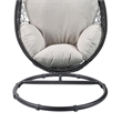 Pemberly Row Oval Wicker Patio Swing Chair w/ Adjustable Height in Black & Beige