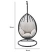 Pemberly Row Oval Wicker Patio Swing Chair w/ Adjustable Height in Black & Beige
