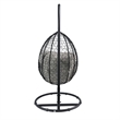 Pemberly Row Oval Wicker Patio Swing Chair w/ Adjustable Height in Black & Beige