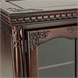Pemberly Row Birchwood TV Stand with 4 Glass Doors and Floral Carvings in Brown