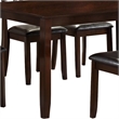 Pemberly Row Dining Set with X Back Chairs and Faux Leather Seats in Brown