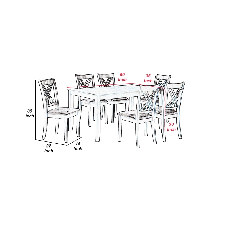 Pemberly Row Dining Set with X Back Chairs and Faux Leather Seats in Brown