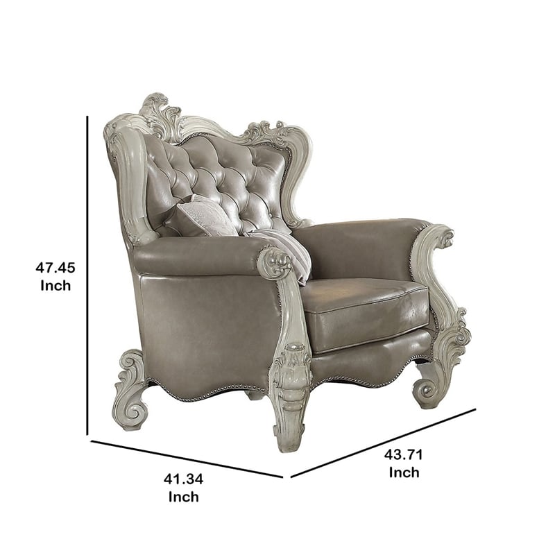 Pemberly Row Wingback Chair with Button Tufting and Scalloped Base in Gray