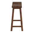 Pemberly Row Rubberwood Saddle Seat Counter Stool with Crossbar Support in Brown