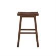Pemberly Row Rubberwood Saddle Seat Barstool with Crossbar Support in Brown