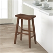 Pemberly Row Rubberwood Saddle Seat Barstool with Crossbar Support in Brown