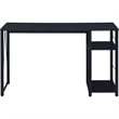 Pemberly Row Writing Desk with 2 Tier Shelves and Floor Protectors in Black