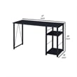 Pemberly Row Writing Desk with 2 Tier Shelves and Floor Protectors in Black