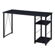Pemberly Row Writing Desk with 2 Tier Shelves and Floor Protectors in Black