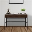 Pemberly Row Industrial Writing Desk with Lift Top and USB Port in Brown