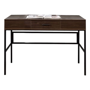 Pemberly Row Industrial Writing Desk with Lift Top and USB Port in Brown