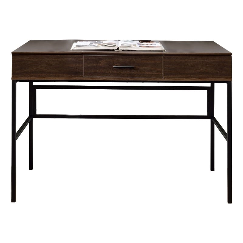 Pemberly Row Industrial Writing Desk with Lift Top and USB Port in Brown